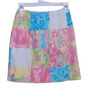 Lilly Pulitzer Skirt Womens Size 0 Floral Multi Petal Patch Hidden Animals Lined